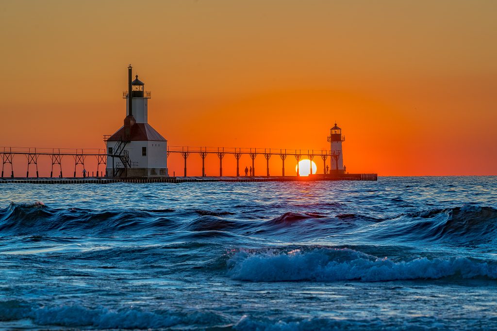 St. Joseph Michigan Lake Michigan Lighthouse Sunset